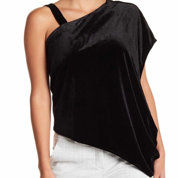 Plus Size One Shoulder Black Asymmetrical Velvet - Picture 2 of 2